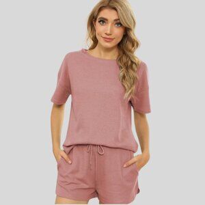 Short Sleeve Loungewear - Color Brick Red